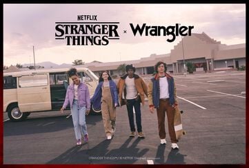 Wrangler takes you back to Hawkins. / Relive the iconic 80s style with this brilliant collection. / Discover now!