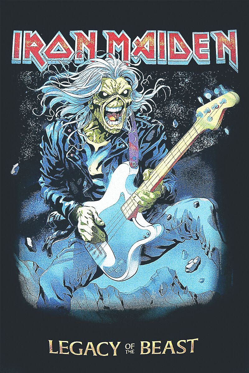 Iron Maiden Eddie Bass T-shirt zwart XL 100% katoen Onbekend Band merch, Bands