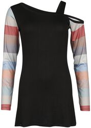 Long-sleeved top with cold shoulder, RED by EMP, Long-sleeve Shirt