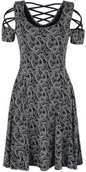 Dress with Lacing and Celtic-Style Print, Black Premium by EMP, Short dress