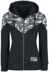 Hooded zip with camo print