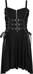 Short Dress With Lacing and Straps, Gothicana by EMP, Medium-length dress