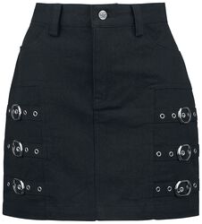 Short Skirt with decorative Buckles, Black Premium by EMP, Short skirt