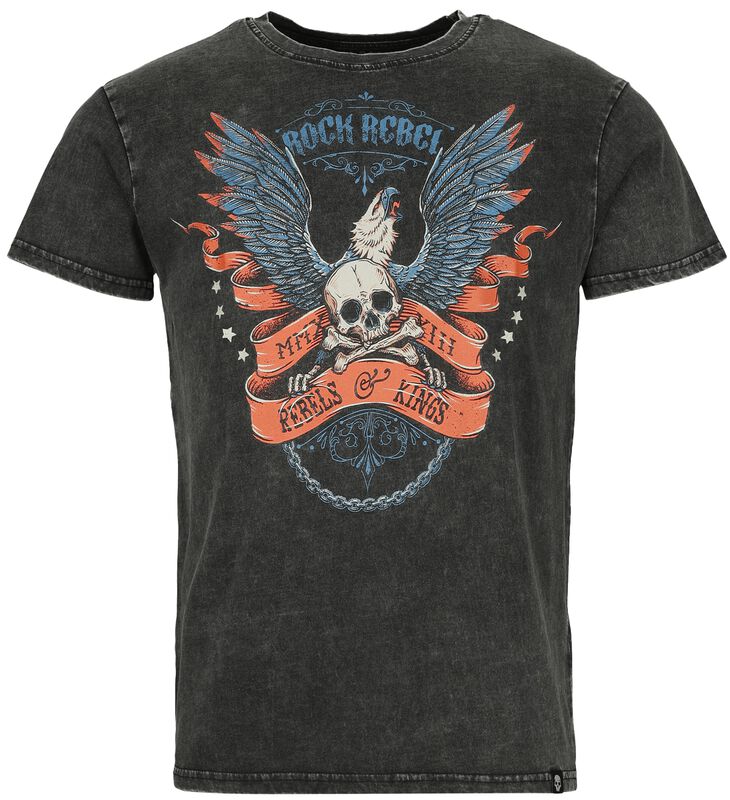 T-Shirt with Old School Wings and Skull