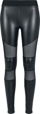 Ladies Tech Mesh Faux Leather Leggings Urban Classics Leggings EMP