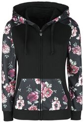Flower-print hoodie, Rock Rebel by EMP, Hooded zip