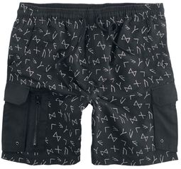Swimshorts with Rune Pattern, Black Premium by EMP, Swim Shorts