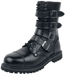 Black Boots with Lacing and Buckles, Gothicana by EMP, Boot