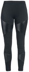 Black Leggings with Faux Leather Inserts, Black Premium by EMP, Leggings