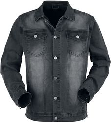 Dark grey jacket with chest pockets and button placket, Black Premium by EMP, Jeans Jacket