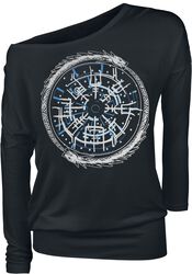 Long-sleeved top with runes compass, Black Premium by EMP, Long-sleeve Shirt