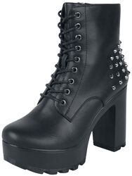 Platform lace-up ankle boots with rivets, Gothicana by EMP, High Heel