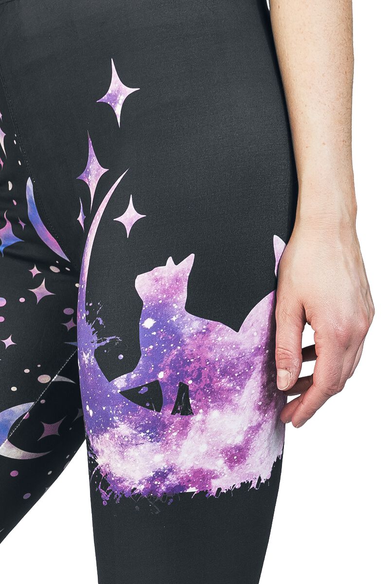 Leggings with Cats and Galaxy Motif, Full Volume by EMP Leggings