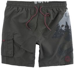 Swim Shorts With Print, Black Premium by EMP, Swim Shorts