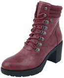 Dark Red Lace-Up Boots, Black Premium by EMP, Boot