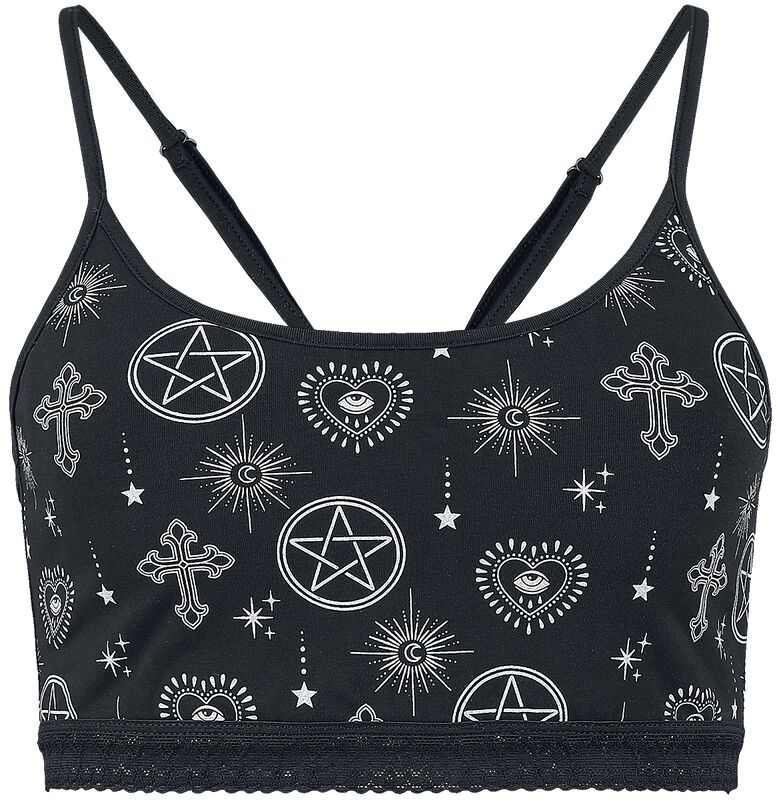 Bralette with pentagram and witch print