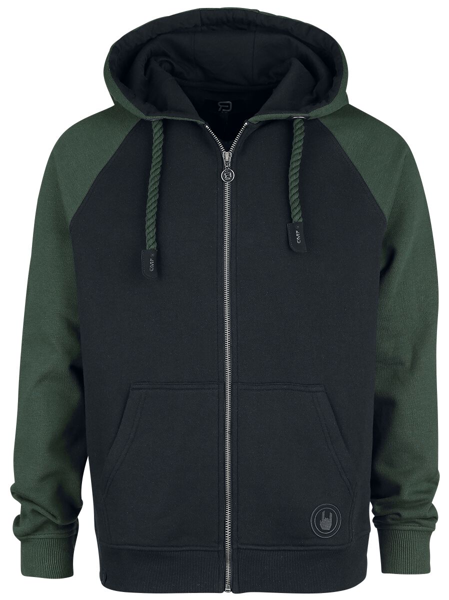 Black/Green Hoodie with Raglan Sleeves RED by EMP Hoodie Jacket