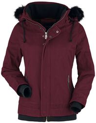 Burgundy Jacket with Faux Fur Collar and Hood, Black Premium by EMP, Winter Jacket
