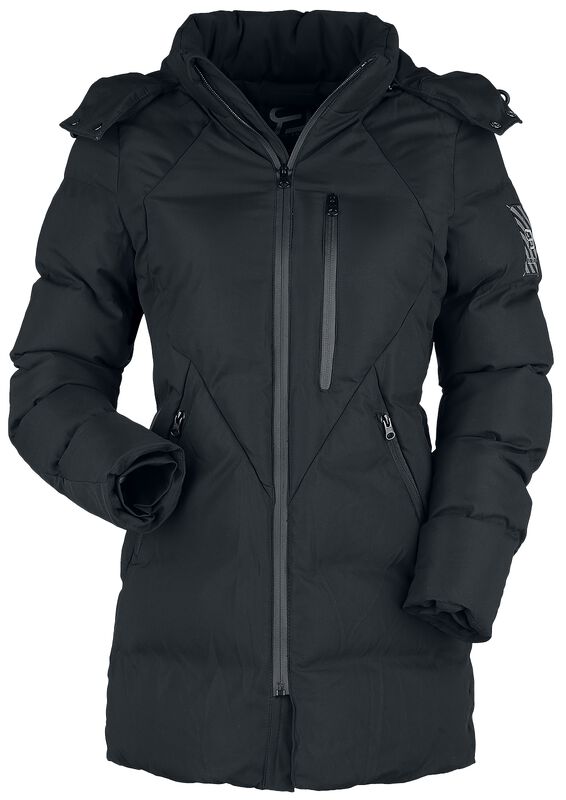Black Winter Jacket with Quilting and Hood