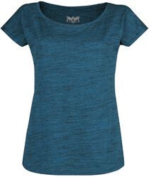 Mottled-Look Blue T-Shirt, Black Premium by EMP, T-Shirt