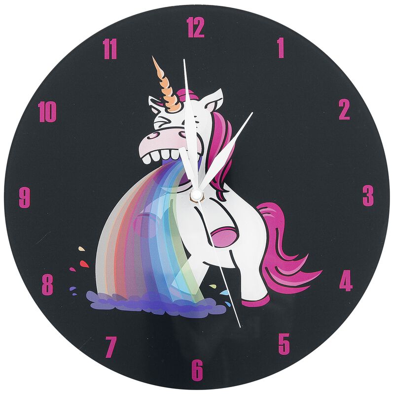 Glass Wall Clock Puking Unicorn