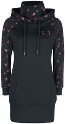 Raglan hooded dress with stars, RED by EMP, Short dress