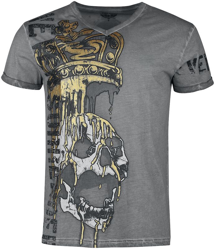 T-Shirt With Skull And Crown Print