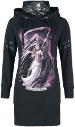 Gothicana X Anne Stokes - Hooded dress with Grim Reaper, Gothicana by EMP, Short dress