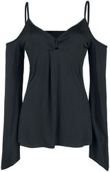 Cold Shoulder Shirt with Tie Detail, Gothicana by EMP, Long-sleeve Shirt