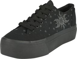 Plateau Trainers with stars, moon and sun, Gothicana by EMP, Creepers
