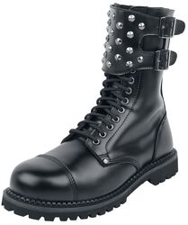 Black Boots with Studded Buckles, Gothicana by EMP, Boot
