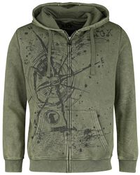 Hooded Jacket With Compass Print, Black Premium by EMP, Hooded zip
