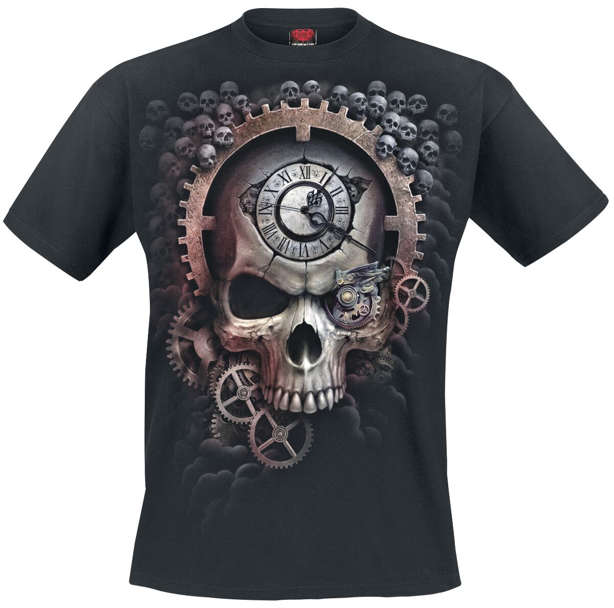 Spiral Reaper's Portal Black T-Shirt - Gothic Horror Design, 100% Cotton, Heavy Metal Style