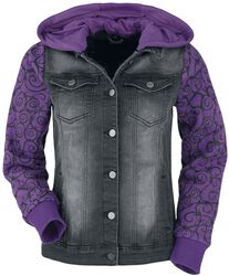 Denim Jacket with Sweat Sleeves and Hood, Full Volume by EMP, Jeans Jacket