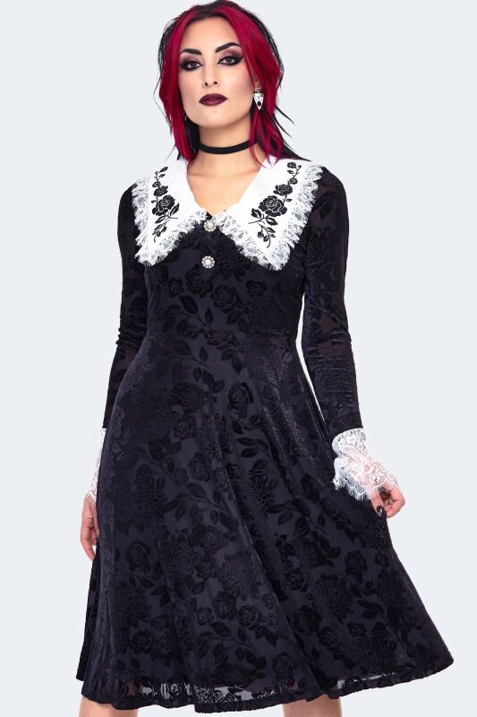 dillards black lace dress Clarissa | Black Lace Short-Sleeve Midi Dress main image 1