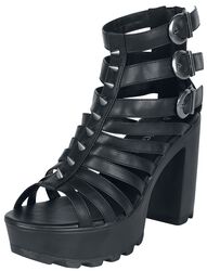Black High Heels with Straps and Studs, Gothicana by EMP, High Heel