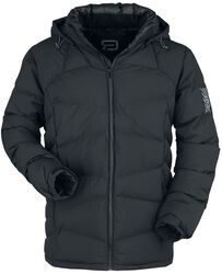 Black Puffer Jacket with Removable Hood, RED by EMP, Winter Jacket