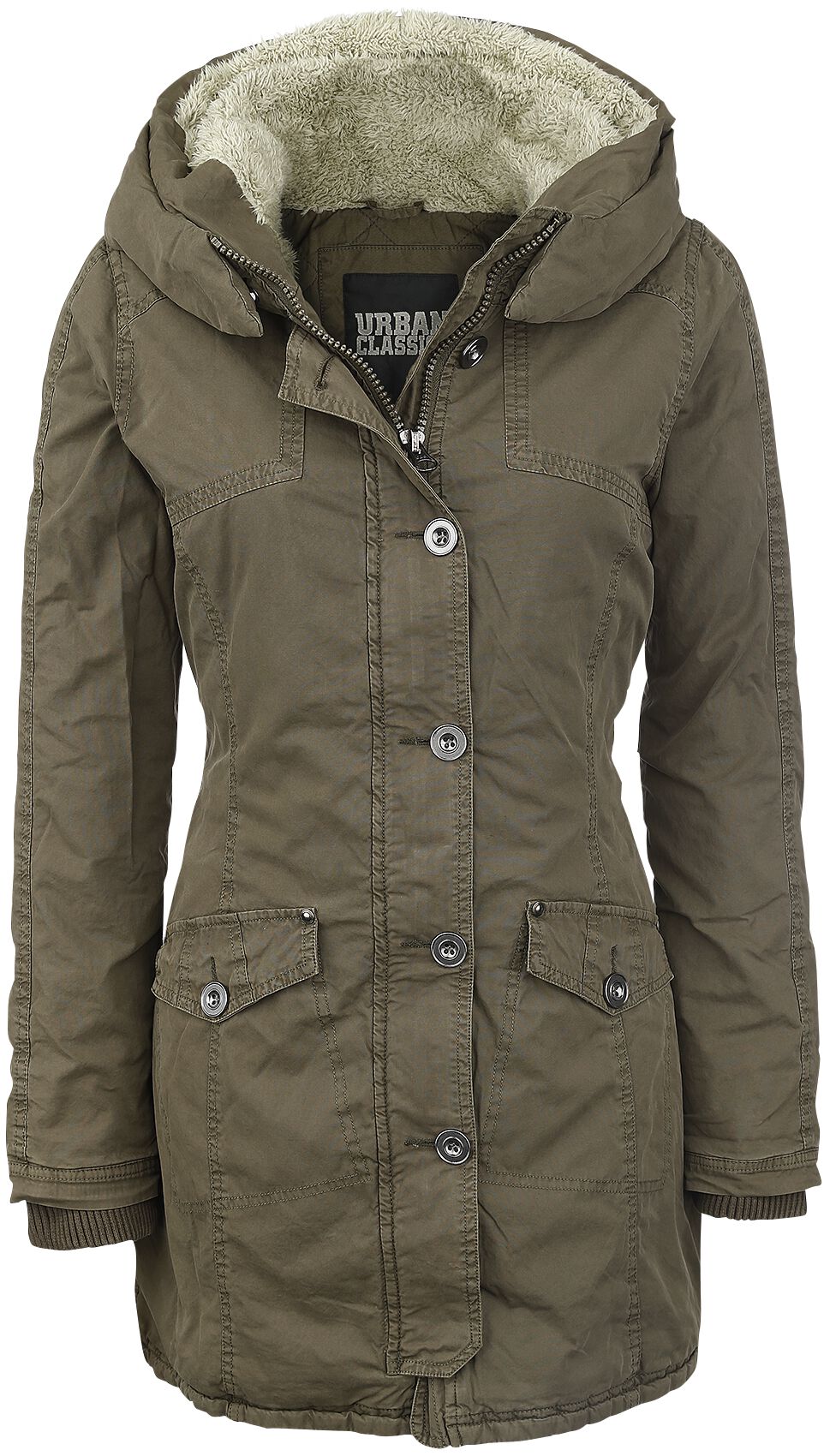 Ladies Garment Washed Long Parka Urban Classics Between-seasons