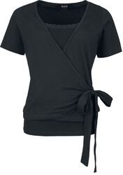 Double-layer t-shirt with knot, Black Premium by EMP, T-Shirt