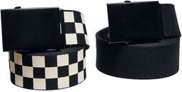 Check And Solid Canvas Belt 2-Pack