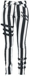 Black-White Skinny Jeans with Zips and Buckles, Gothicana by EMP, Jeans
