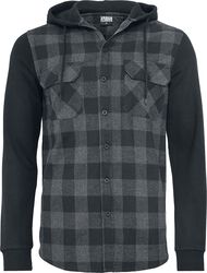 Hooded Checked Flanell Sweat Sleeve Shirt, Urban Classics, Flanel Shirt