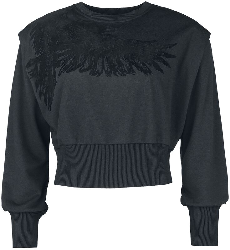 Cropped sweatshirt with raven print