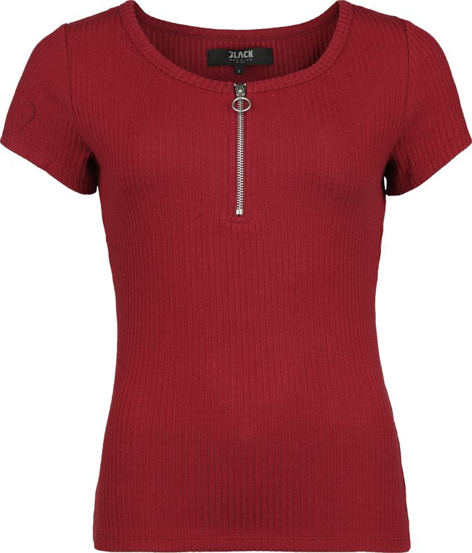 Ribbed T-shirt with zipper