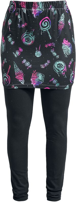 Leggings with skirt and sweets print