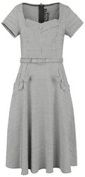 Houndstooth short-sleeved flared dress, Voodoo Vixen, Medium-length dress